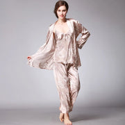 Ensemble de pyjama en satin de soie pour femme