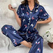 Ensemble de pyjama pour femme imprimé floral, vêtements de détente