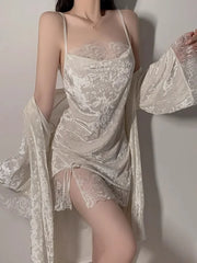 Peignoir et Chemise de Nuit en Velours pour Femmes, charme nocturne