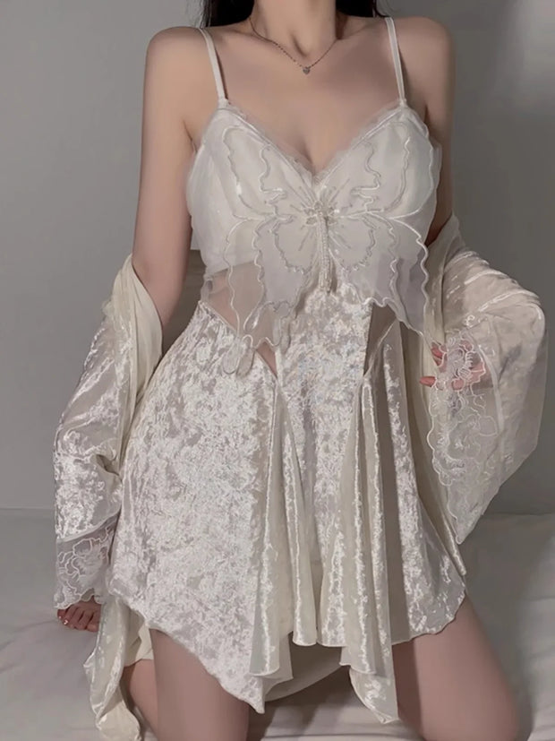 Ensemble Robe de Chambre et Chemise de Nuit en Velours pour Femmes, élégance raffinée