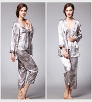 Ensemble de pyjama en satin de soie pour femme